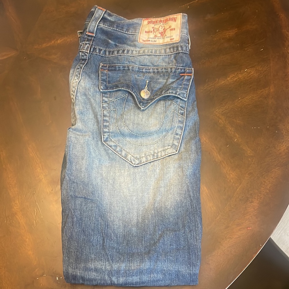 True Religion Geno Flap Big T Men's 34x32 Relaxed Slim Jeans